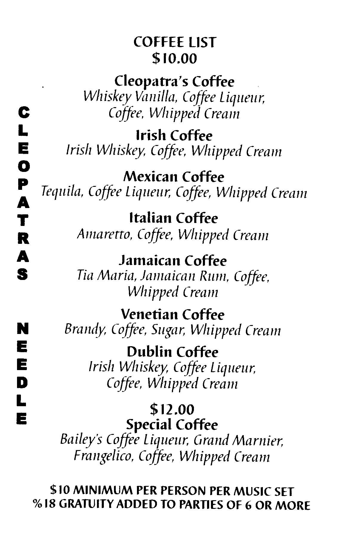 coffee list